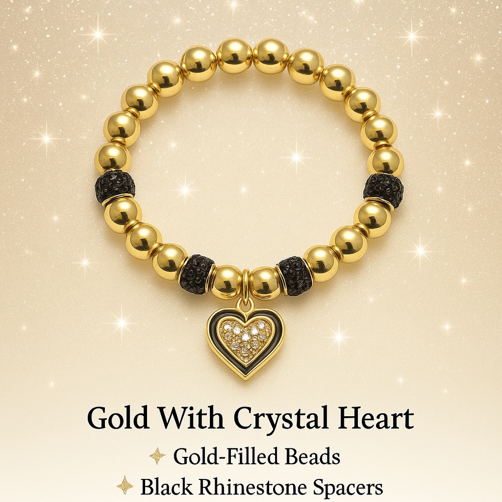 Elegant Gold Bracelet with Crystal Heart Charm